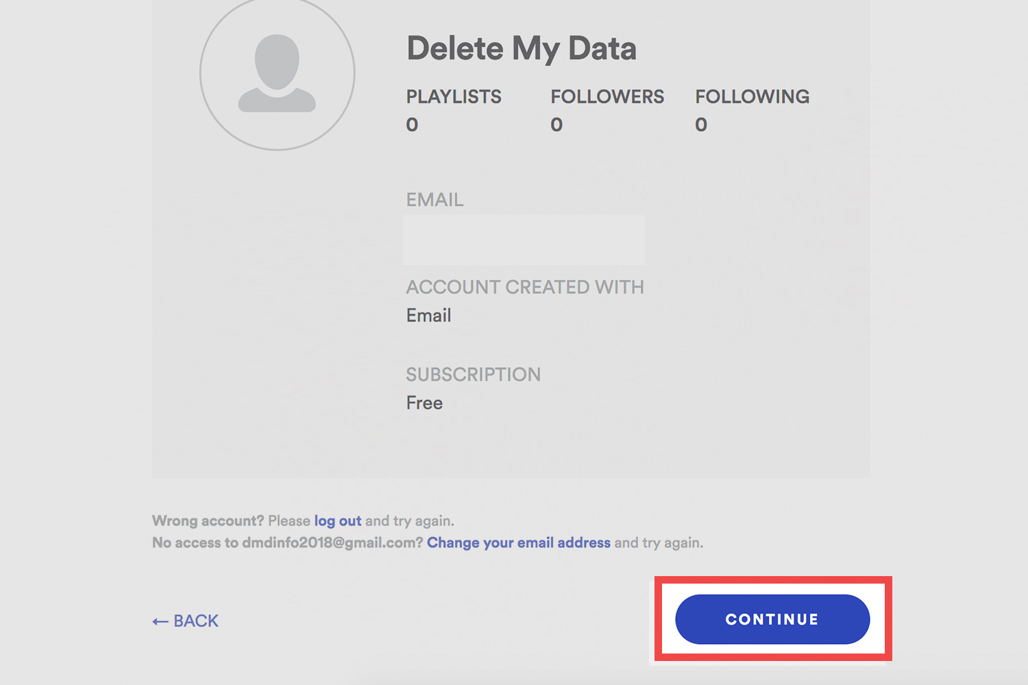 how to delete spotify account without email