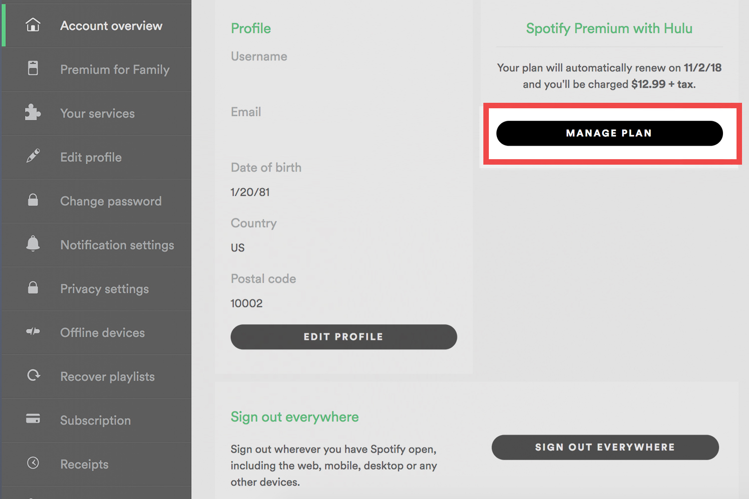 how to change spotify subscription from premium to student