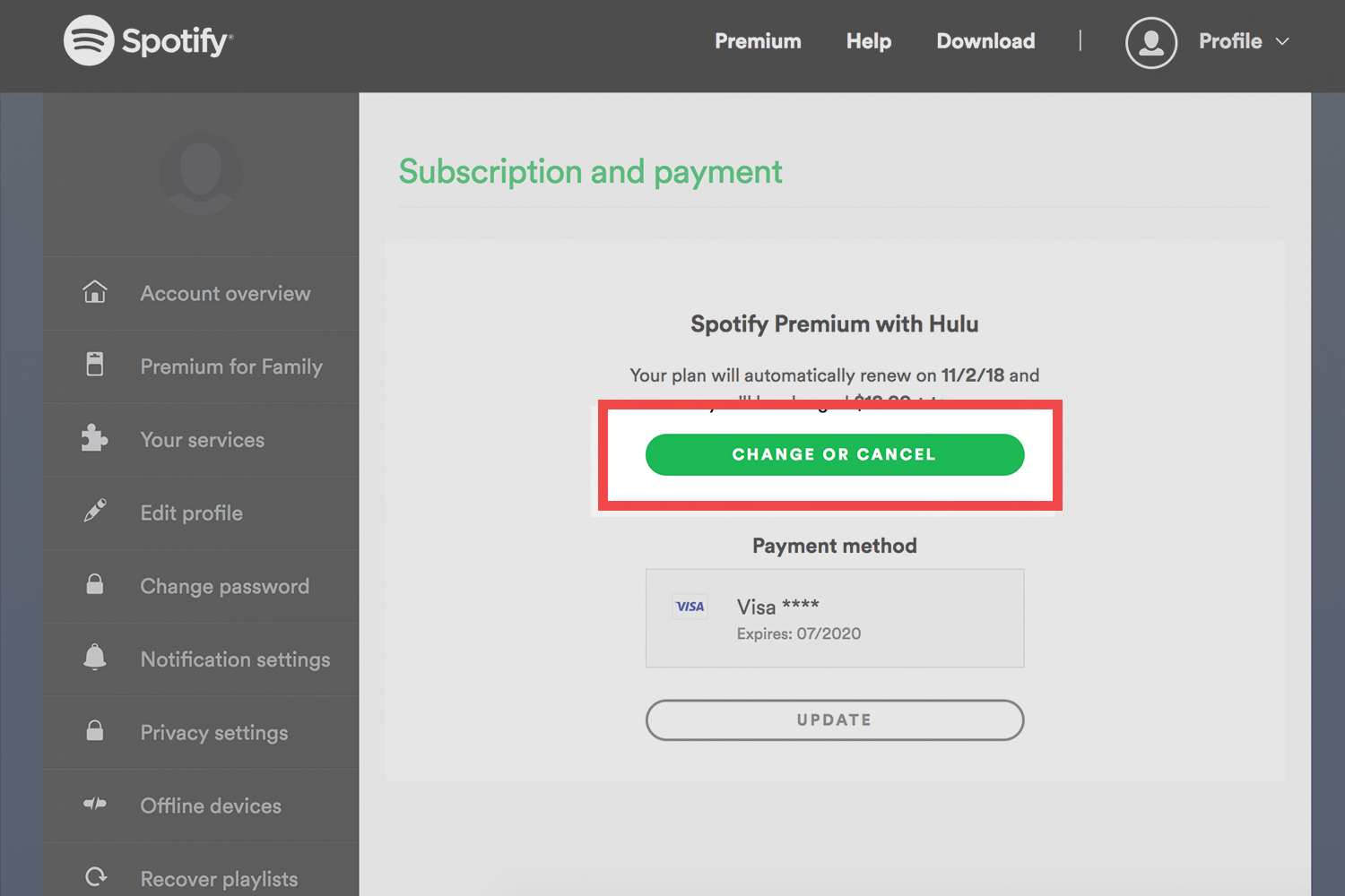 how to change your spotify subscription to student