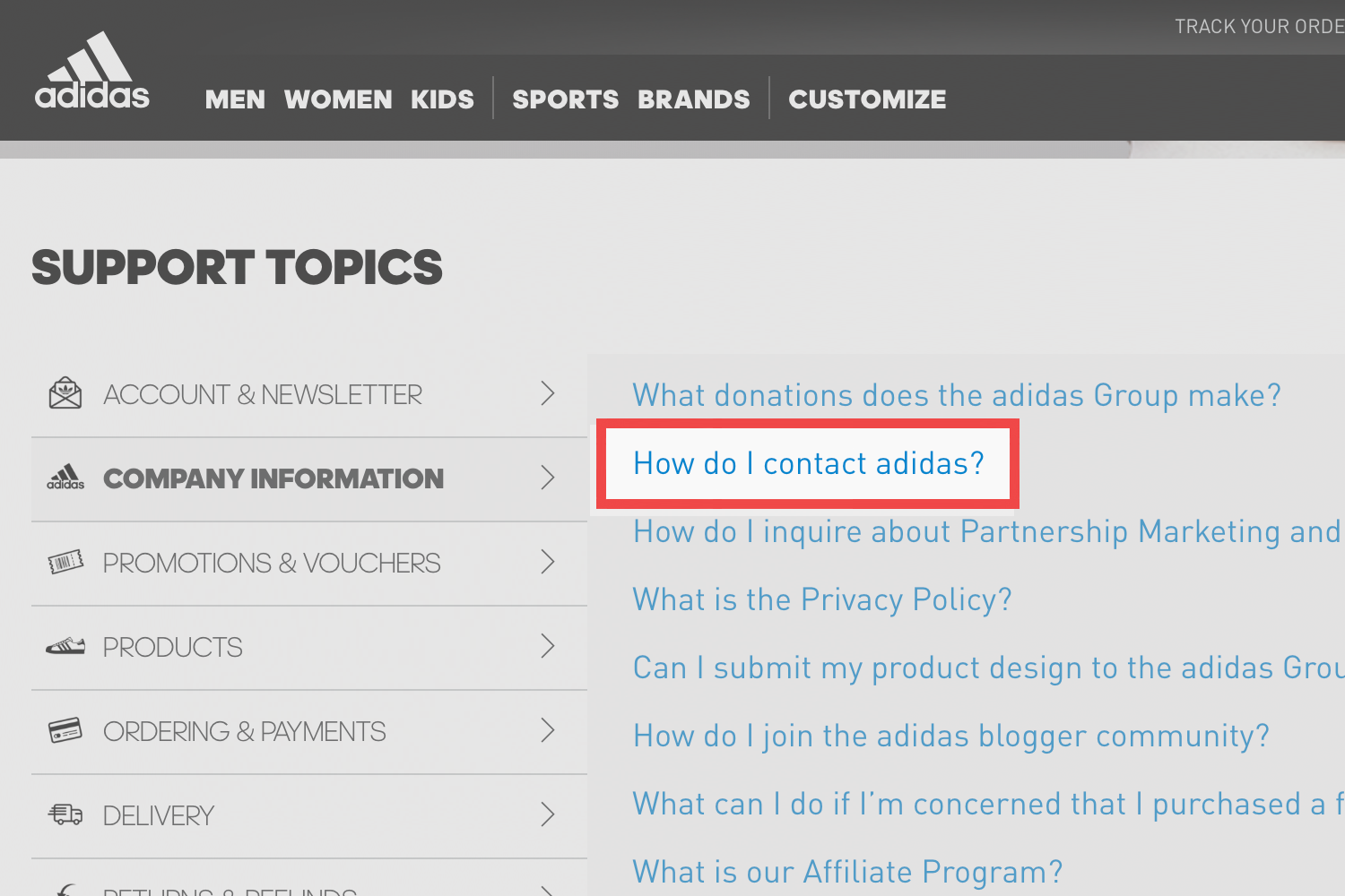 contact adidas marketing