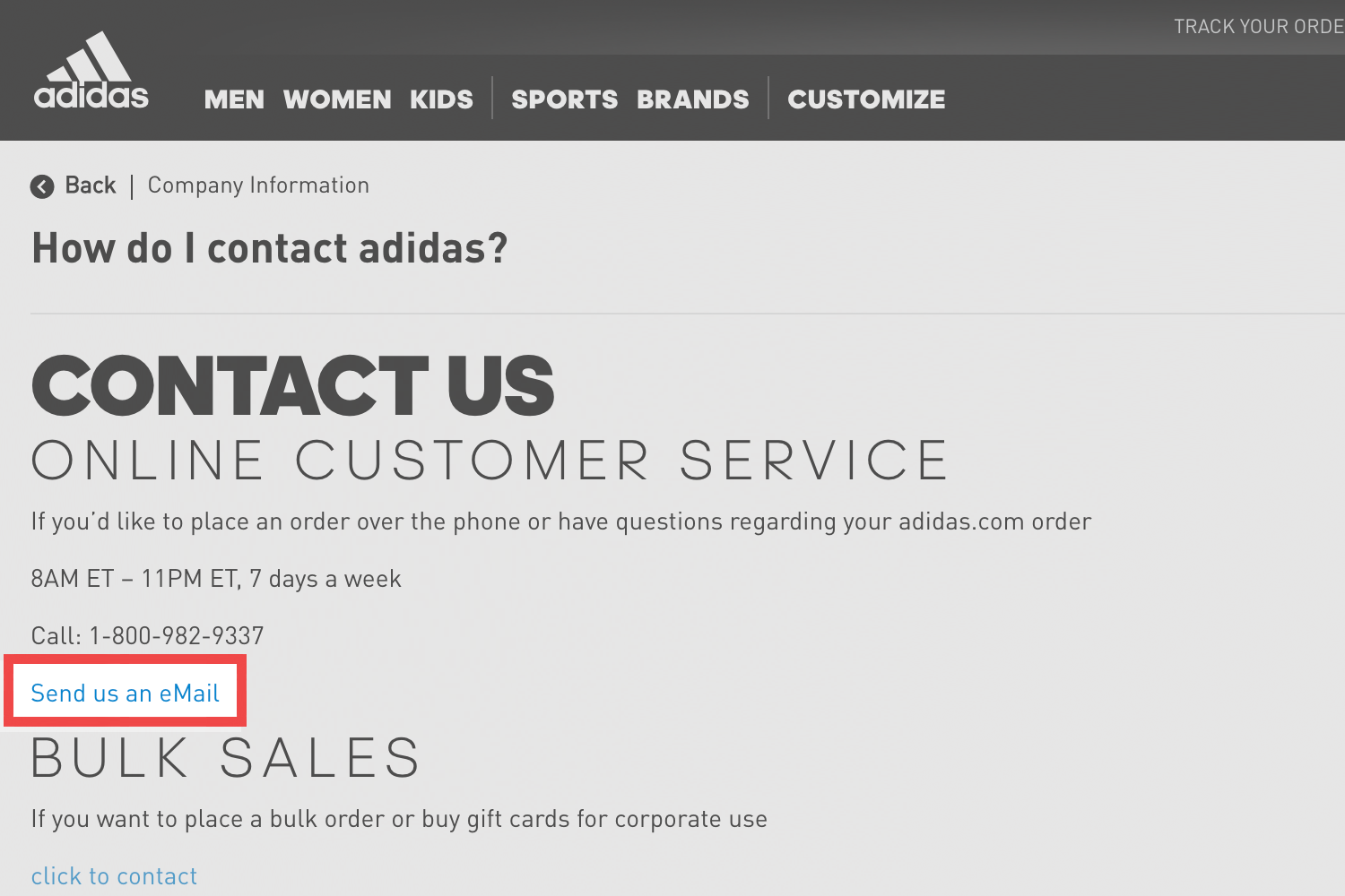 adidas contact information