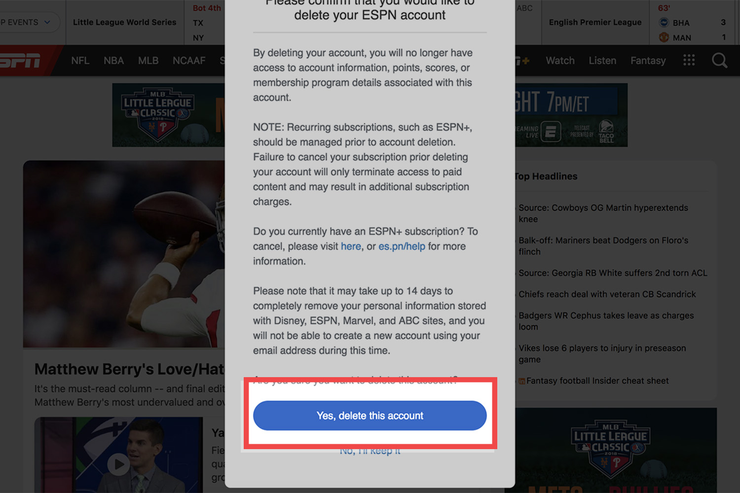 How To Delete Your Espn Account