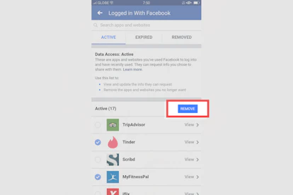 How to remove tinder from facebook