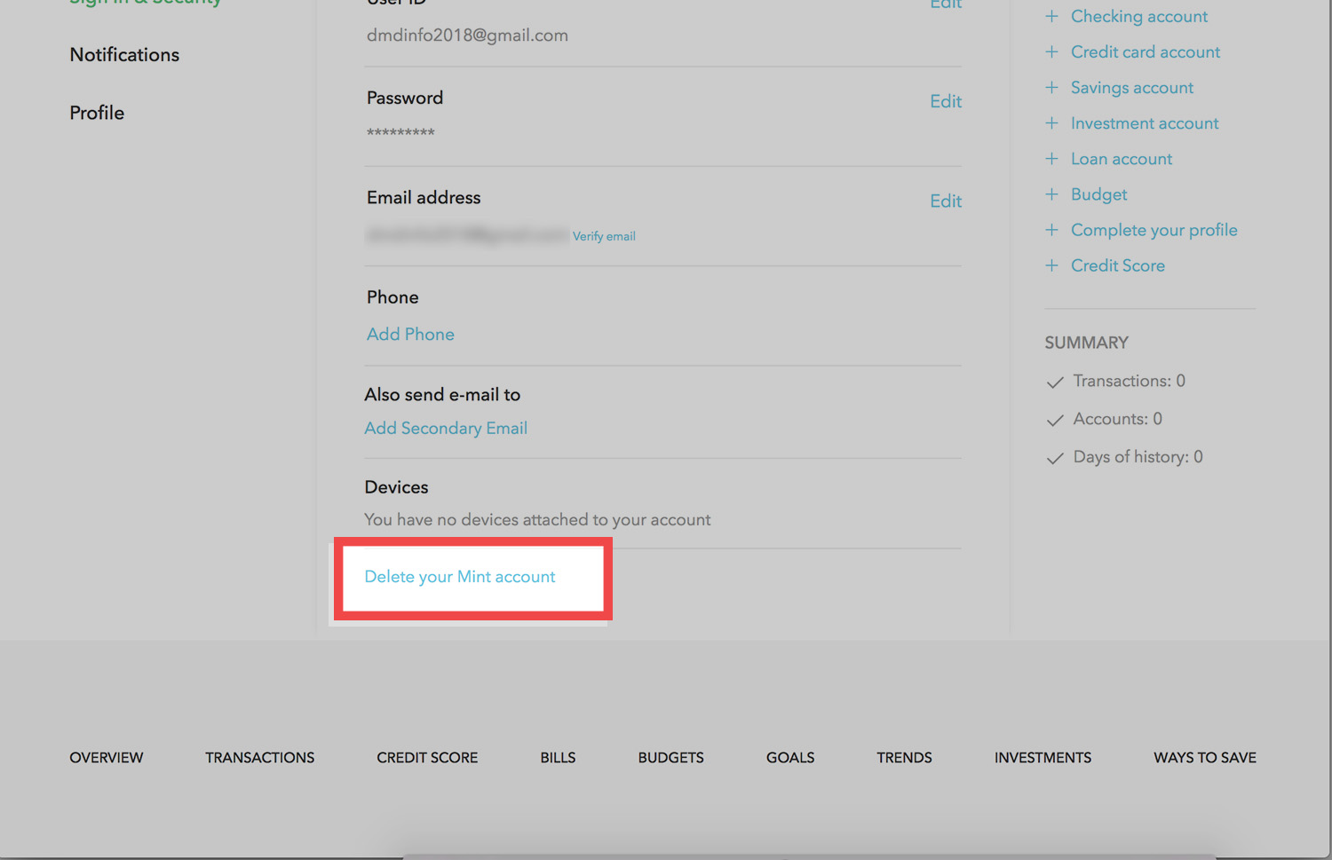 How To Delete Your Mint Account