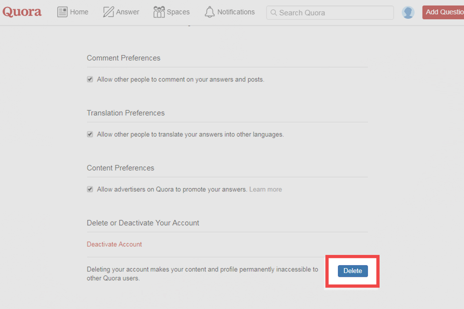 How To Delete Your Quora Account