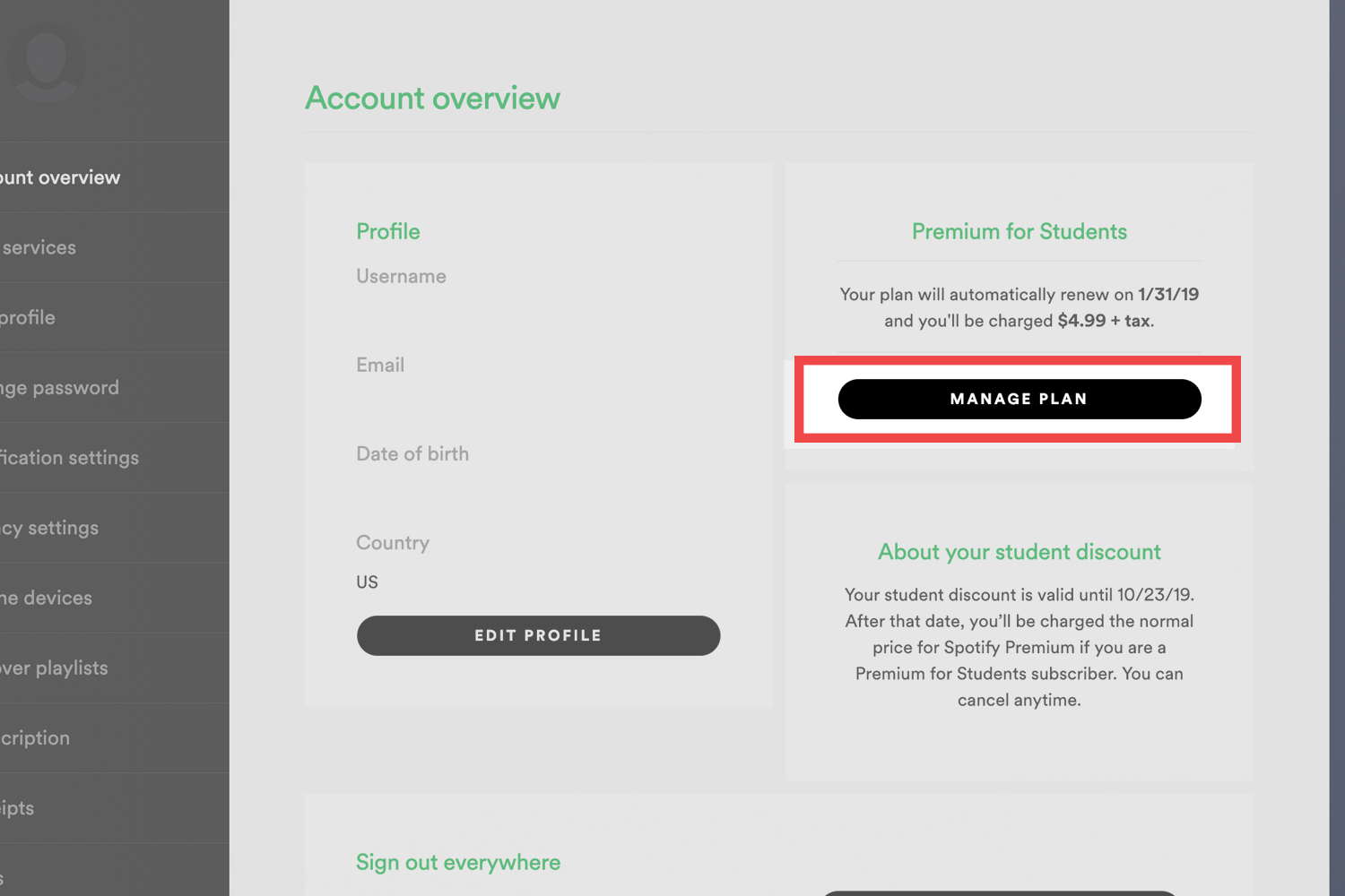 student subscription spotify