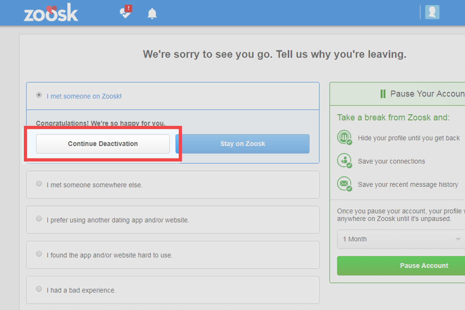 How To Delete Your Zoosk Account