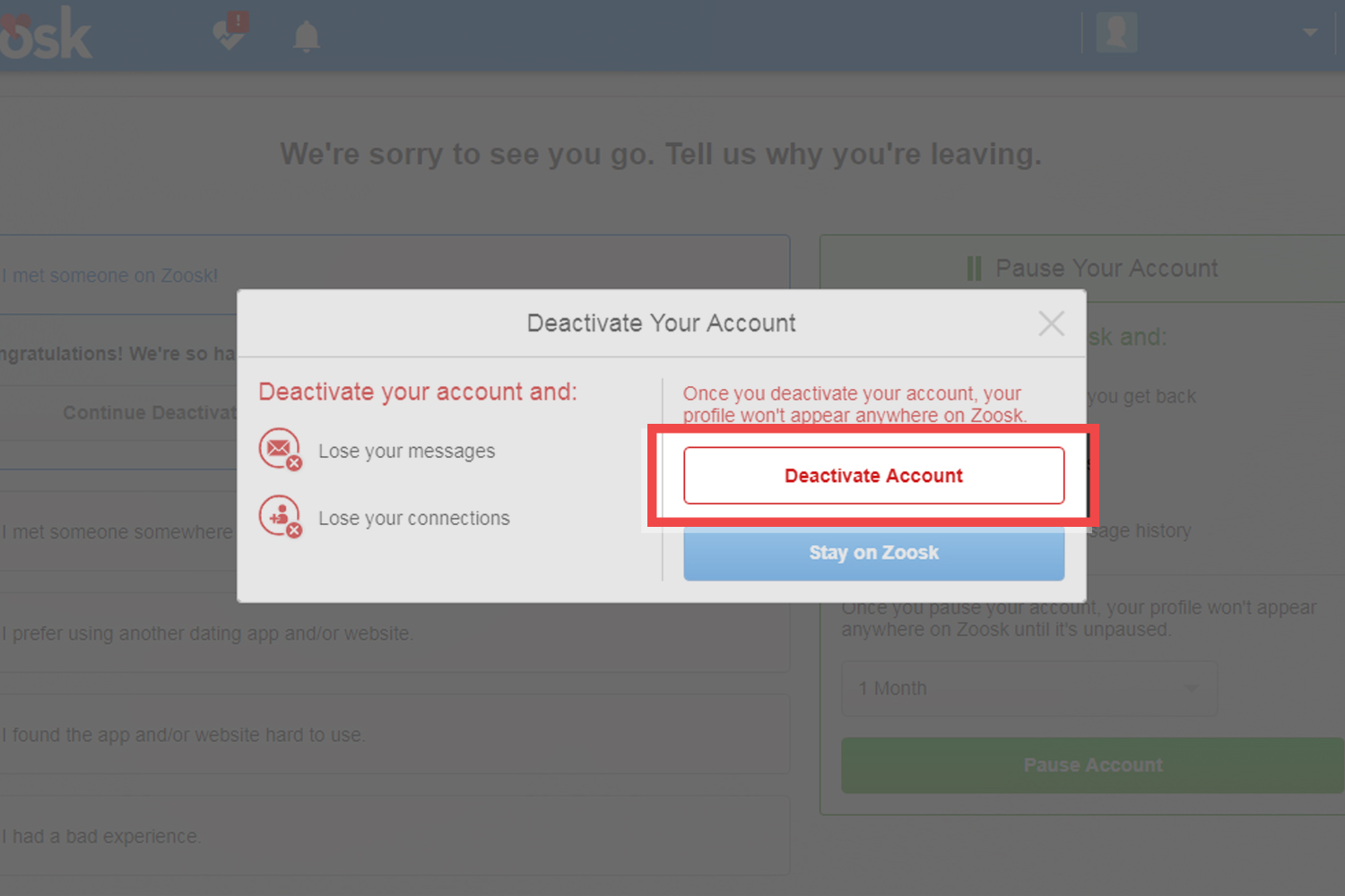 How To Delete Your Zoosk Account
